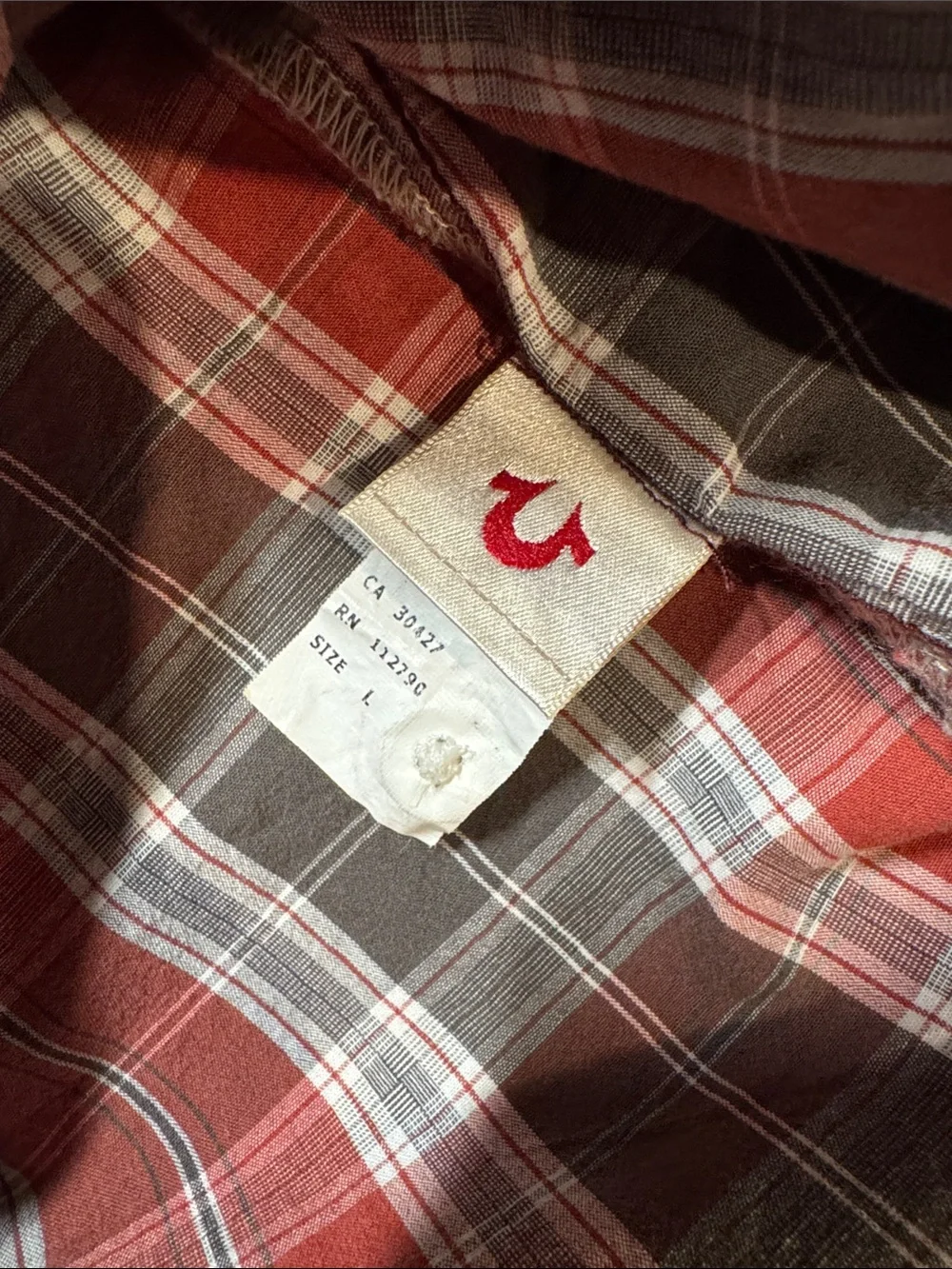 True Religion Men's Red Plaid Button-Up Shirt